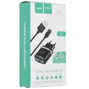 З\У HOCO C12 2USB 2.4A + кабель 8pin чёрный