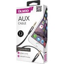 Аудиокабель AUX 3.5(m)-3.5(m) (jack 3.5), 1.8м, витой, черный, OLMIO